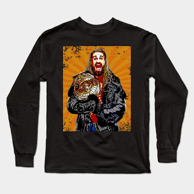 Seth Rollins // Retro Comics Style Long Sleeve T-Shirt by Kolovos Comic